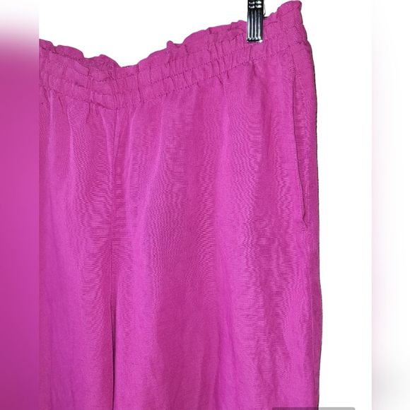 H&M Pink Barbie Linen Blend Wide Leg Pull On Pants Womans Medium - Picture 3 of 5